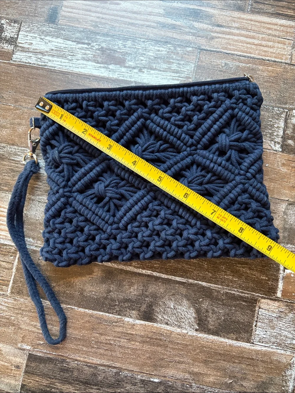Maurices Navy Macramé Wristlet Clutch